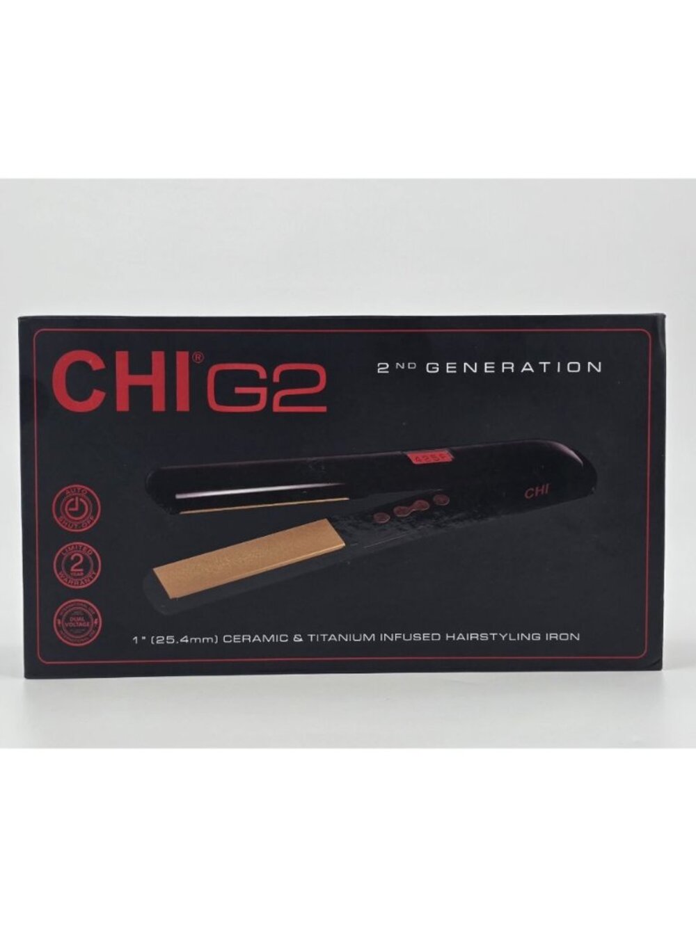 CHI G2 Titanium Infused Ceramic 1" Flat Iron Hair Straightener, Digital Temp.